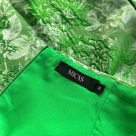 Embroidered Tie Back Tassel Midi - Green Dress - Picture 4 of 4